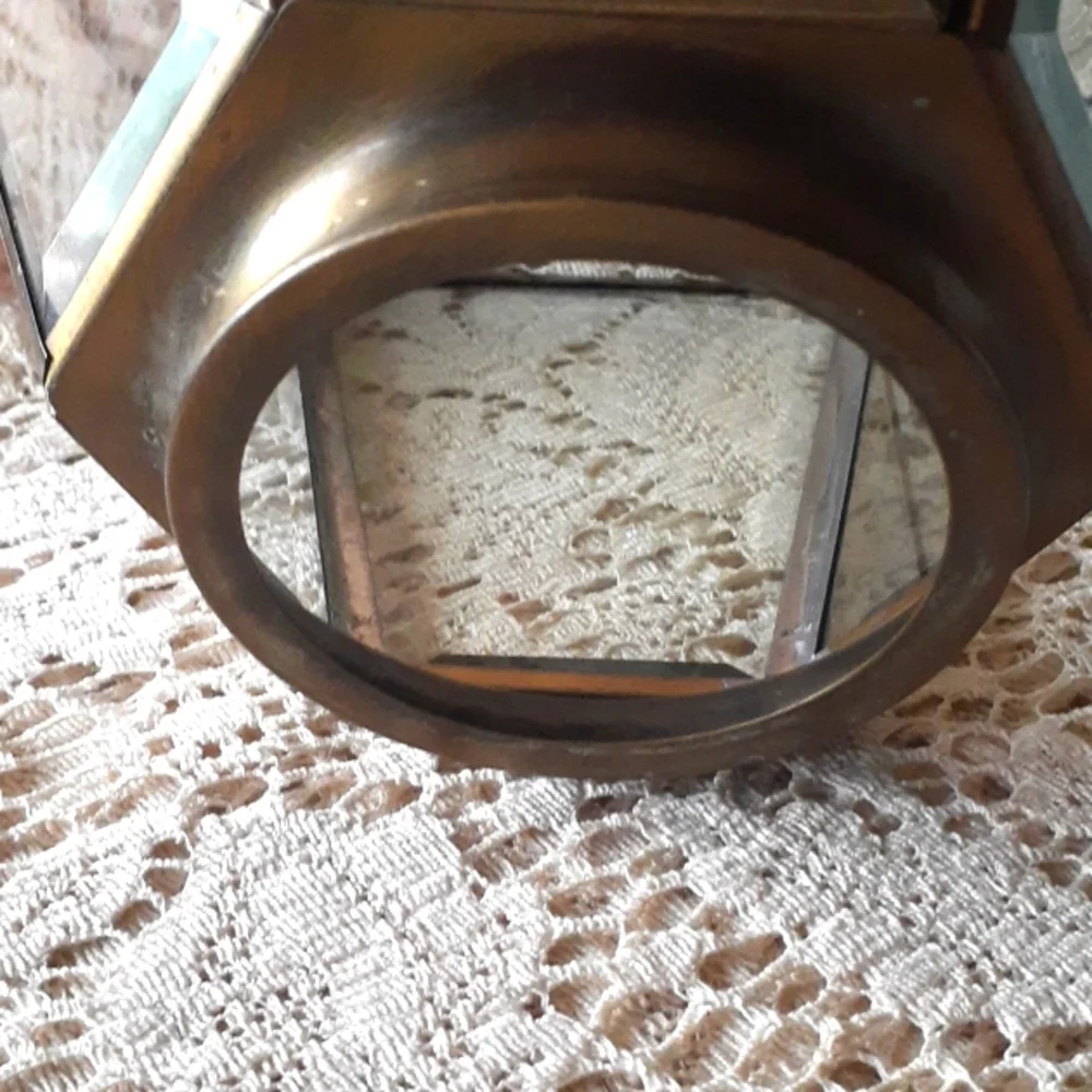 Vintage beveled glass and brass light globe